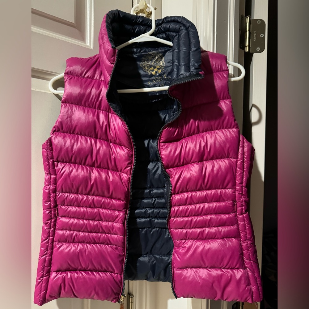 Vince Camuto Puffer Vest Packable Down Womens Medium Bright Plum Pink Sm…